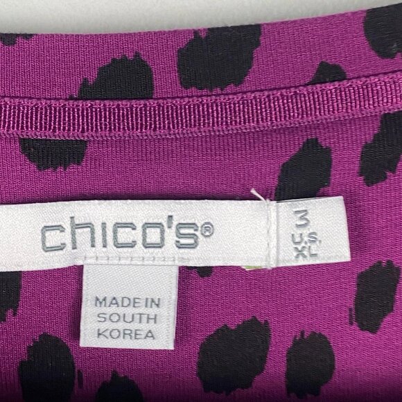 Chicos Touch of Cool Dot Layering Tee T Shirt SIze 3 US XL Purple Black - Picture 8 of 10